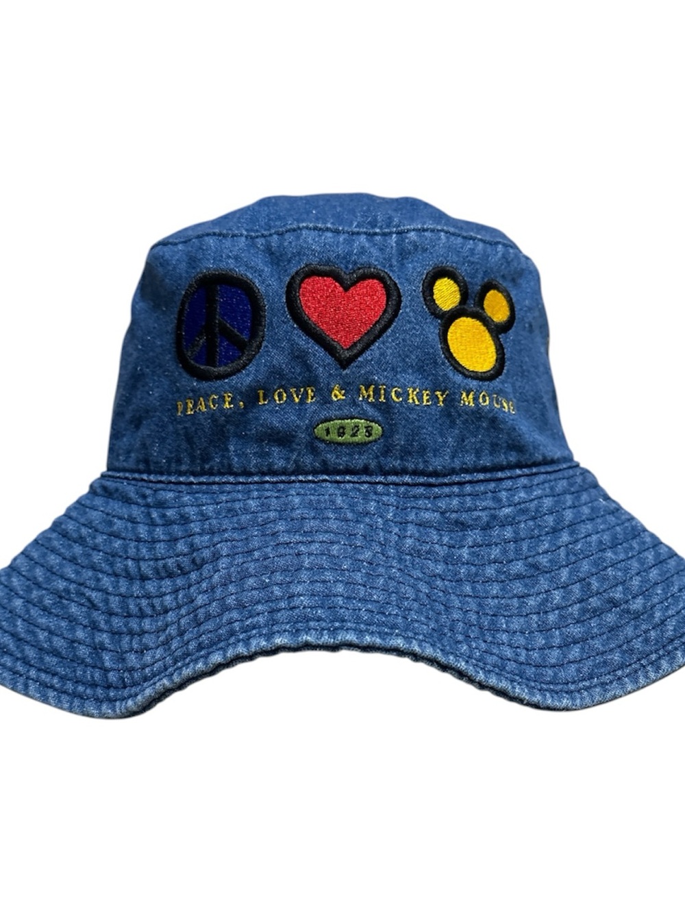 Vtg 90s Disneyland Bucket Hat Peace Love & Mickey Mouse Sun Hat Goofys Hat Co